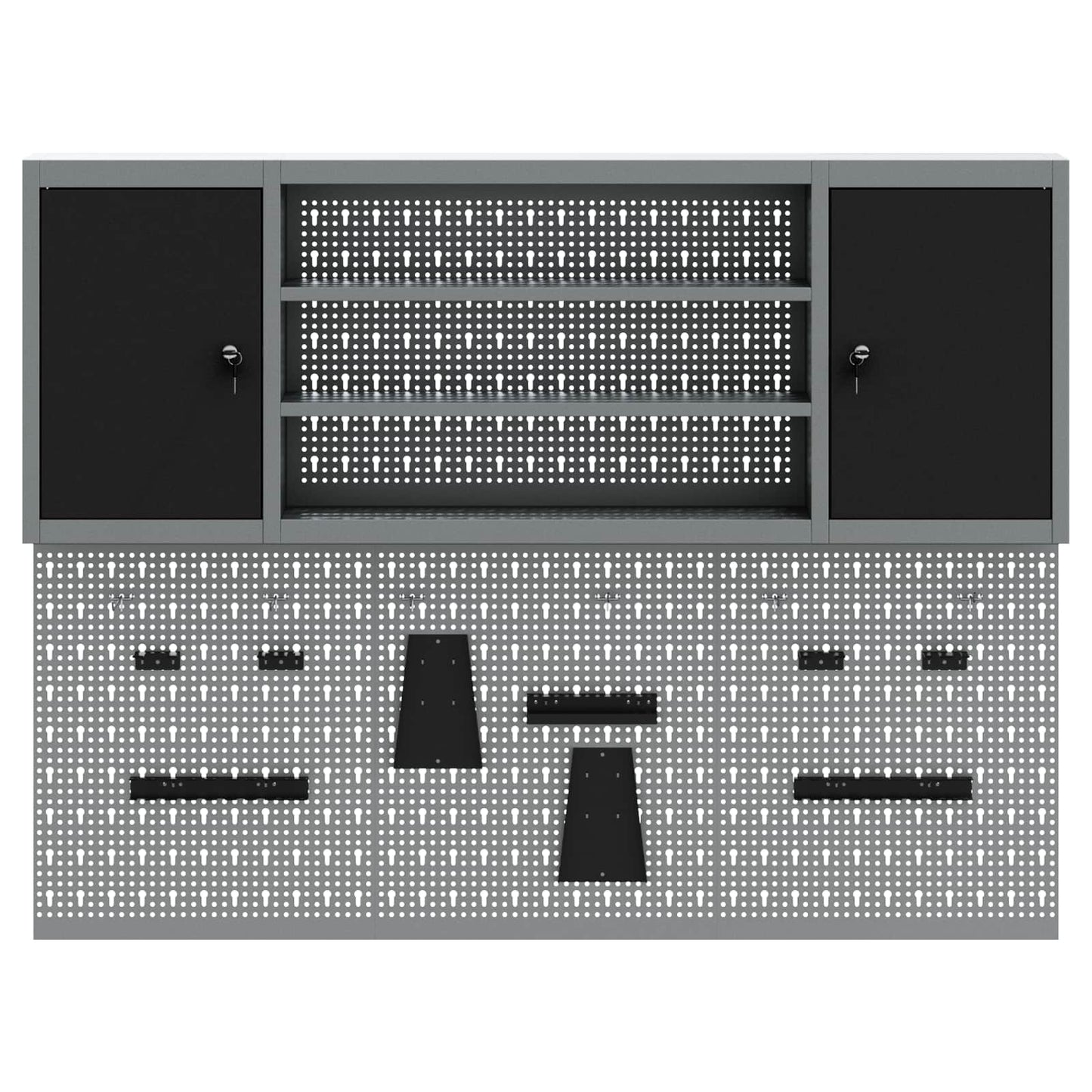 Tool Cabinet Set with Shelf 6 pcs Black Powder-Coated Steel