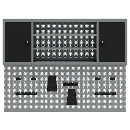 Tool Cabinet Set with Shelf 6 pcs Black Powder-Coated Steel