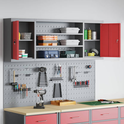Tool Cabinet Set with Shelf 6 pcs Red Powder-Coated Steel