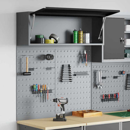 Tool Cabinet Set with Shelf 3 pcs Black Powder-Coated Steel