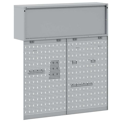 Tool Cabinet Set with Shelf 3 pcs Black Powder-Coated Steel