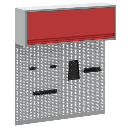 Tool Cabinet Set with Shelf 3 pcs Red Powder-Coated Steel