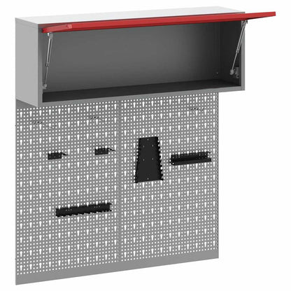 Tool Cabinet Set with Shelf 3 pcs Red Powder-Coated Steel