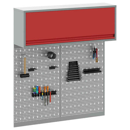 Tool Cabinet Set with Shelf 3 pcs Red Powder-Coated Steel