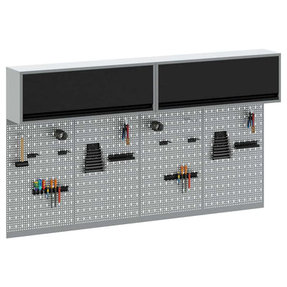 Tool Cabinet Set with Shelf 6 pcs Black Powder-Coated Steel