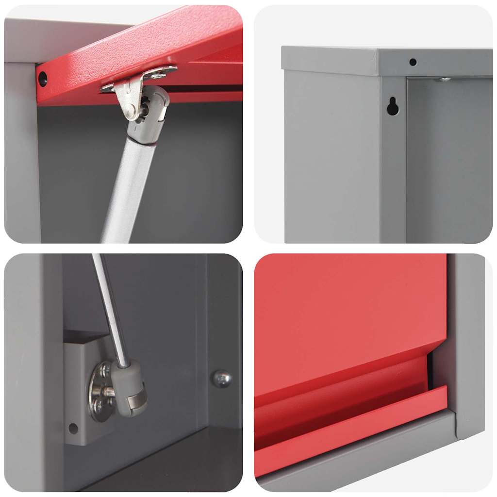 Tool Cabinet Set with Shelf 6 pcs Red Powder-Coated Steel