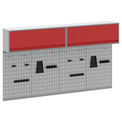 Tool Cabinet Set with Shelf 6 pcs Red Powder-Coated Steel