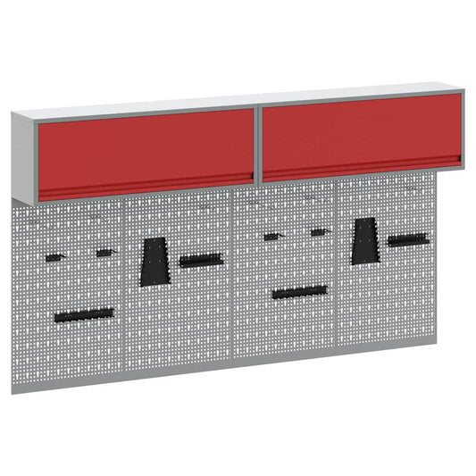 Tool Cabinet Set with Shelf 6 pcs Red Powder-Coated Steel