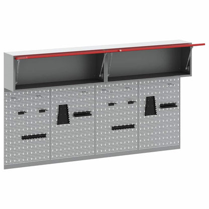 Tool Cabinet Set with Shelf 6 pcs Red Powder-Coated Steel