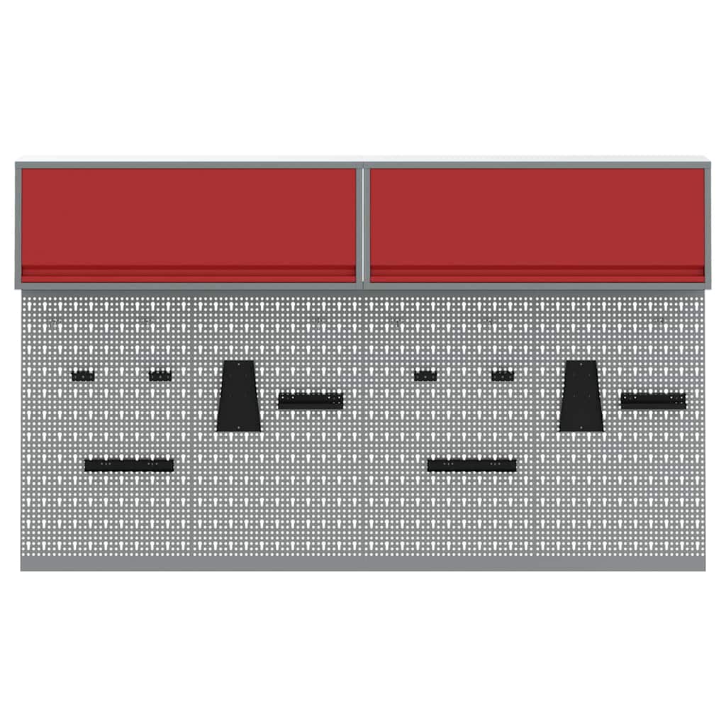 Tool Cabinet Set with Shelf 6 pcs Red Powder-Coated Steel