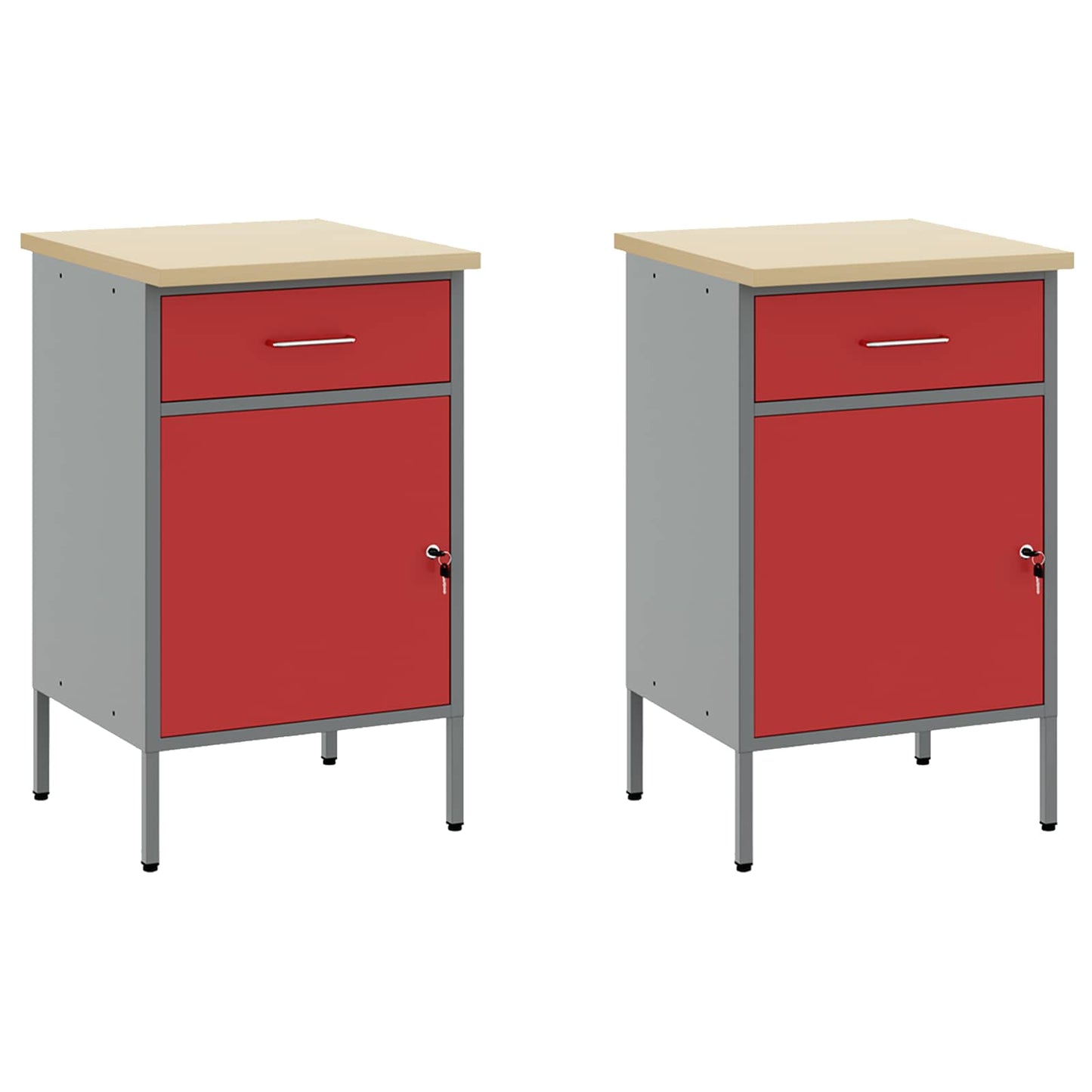 Work Cabinet Set with Drawer with Shelf with Storage 6 pcs Red