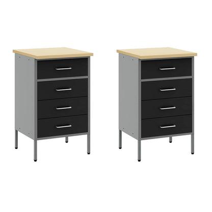 Work Cabinet with Drawer 5 pcs Black Engineered Wood and Steel