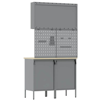 Work Cabinet with Drawer 5 pcs Red Engineered Wood and Steel