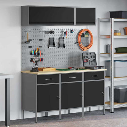 Work Cabinet Set with Drawer with Storage Manual 8 pcs Black