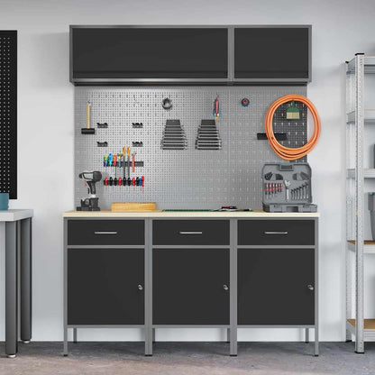 Work Cabinet Set with Drawer with Storage Manual 8 pcs Black