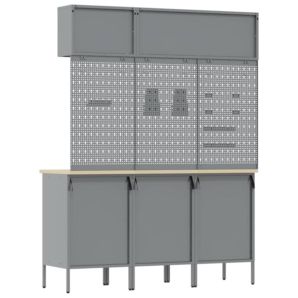 Work Cabinet Set with Drawer with Storage Manual 8 pcs Black