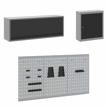 Work Cabinet Set 8 pcs Black Steel and Engineered Wood