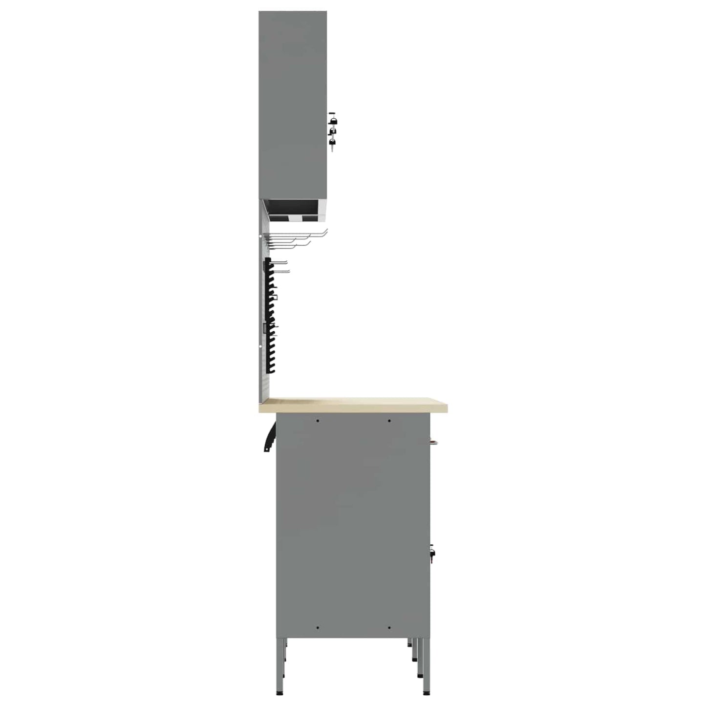 Work Cabinet 8 pcs Red and Grey Engineered Wood and Steel