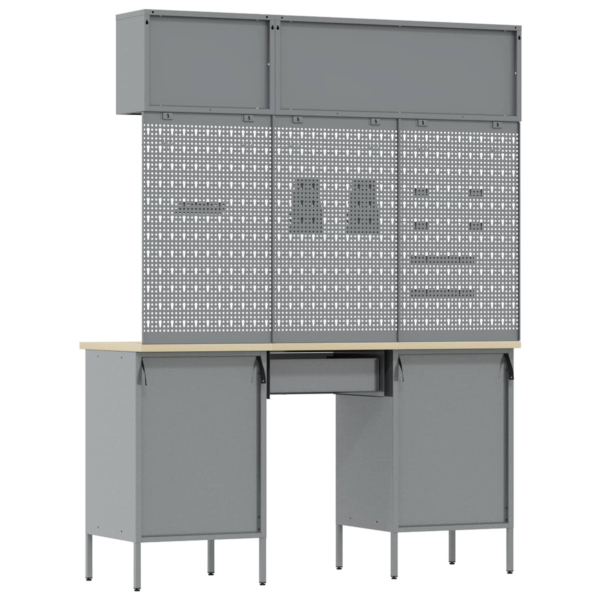 Work Cabinet Set with Drawer with Shelf Manual 8 pcs Black