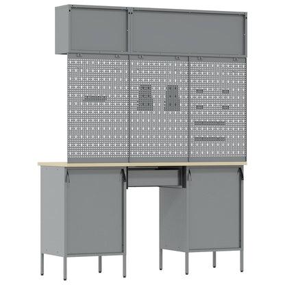 Work Cabinet Set with Drawer with Shelf Manual 8 pcs Black