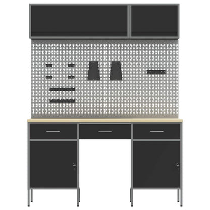 Work Cabinet Set with Drawer with Shelf Manual 8 pcs Black