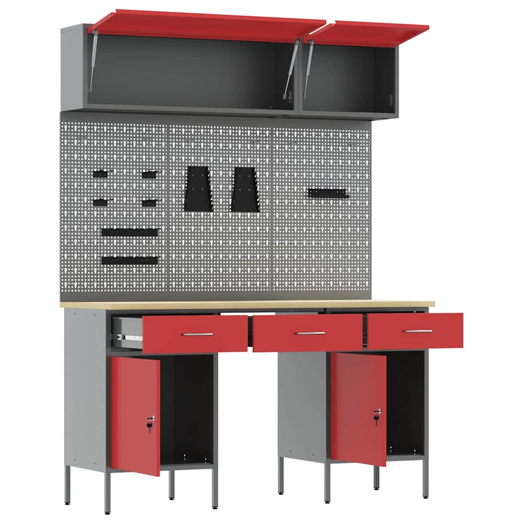 Work Cabinet Set with Drawer with Storage Manual 8 pcs Red