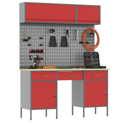 Work Cabinet Set with Drawer with Storage Manual 8 pcs Red