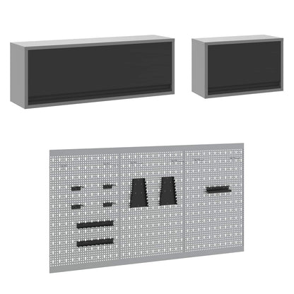 Work Cabinet Set with Drawer with Storage Manual 8 pcs Black