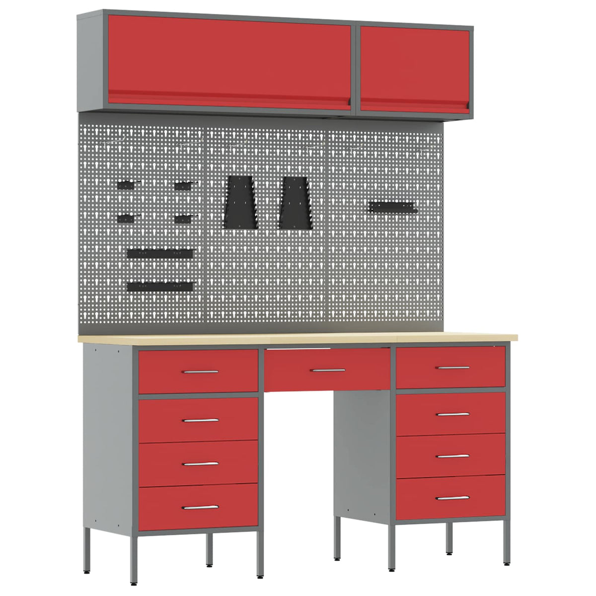Work Cabinet Set with Drawer with Storage Manual 8 pcs Red