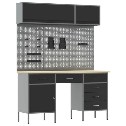 Work Cabinet Set with Drawer with Storage Manual 8 pcs Black