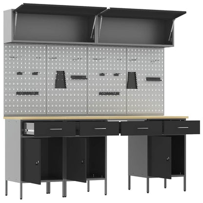 Work Cabinet Set with Drawer with Storage Manual 10 pcs Black