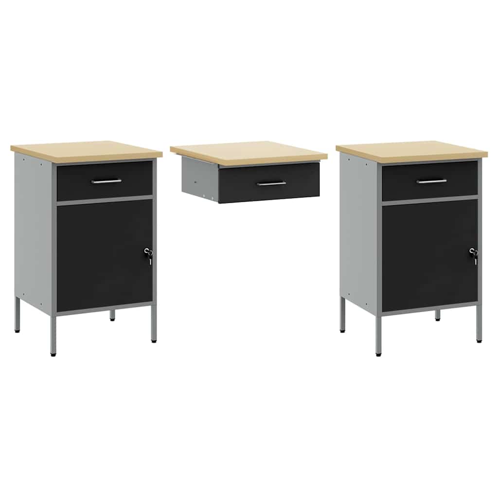 Work Cabinet Set with Drawer with Storage Manual 10 pcs Black