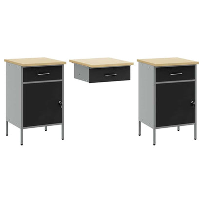 Work Cabinet Set with Drawer with Storage Manual 10 pcs Black