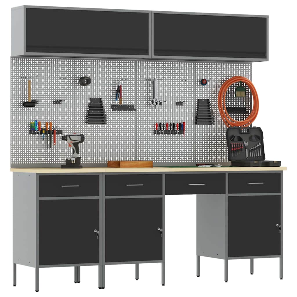 Work Cabinet Set with Drawer with Storage Manual 10 pcs Black