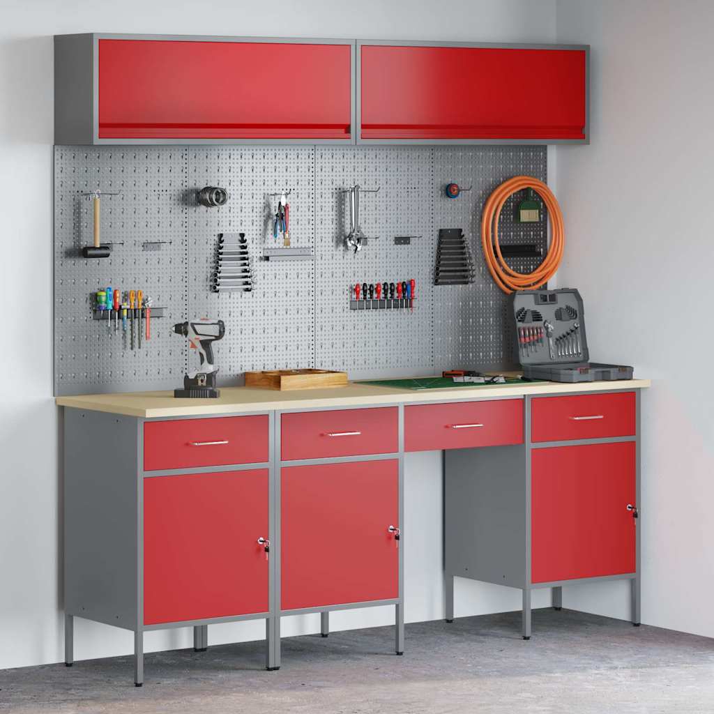 Work Cabinet Set with Drawer with Storage Manual 10 pcs Red