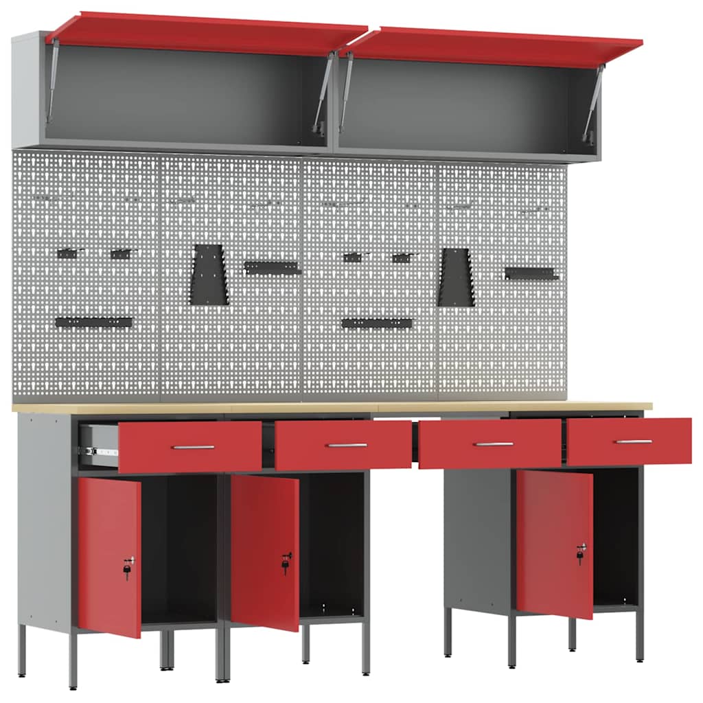 Work Cabinet Set with Drawer with Storage Manual 10 pcs Red