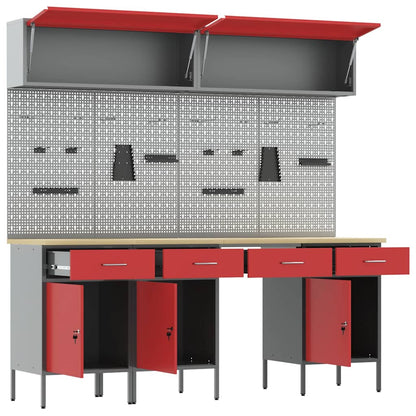 Work Cabinet Set with Drawer with Storage Manual 10 pcs Red