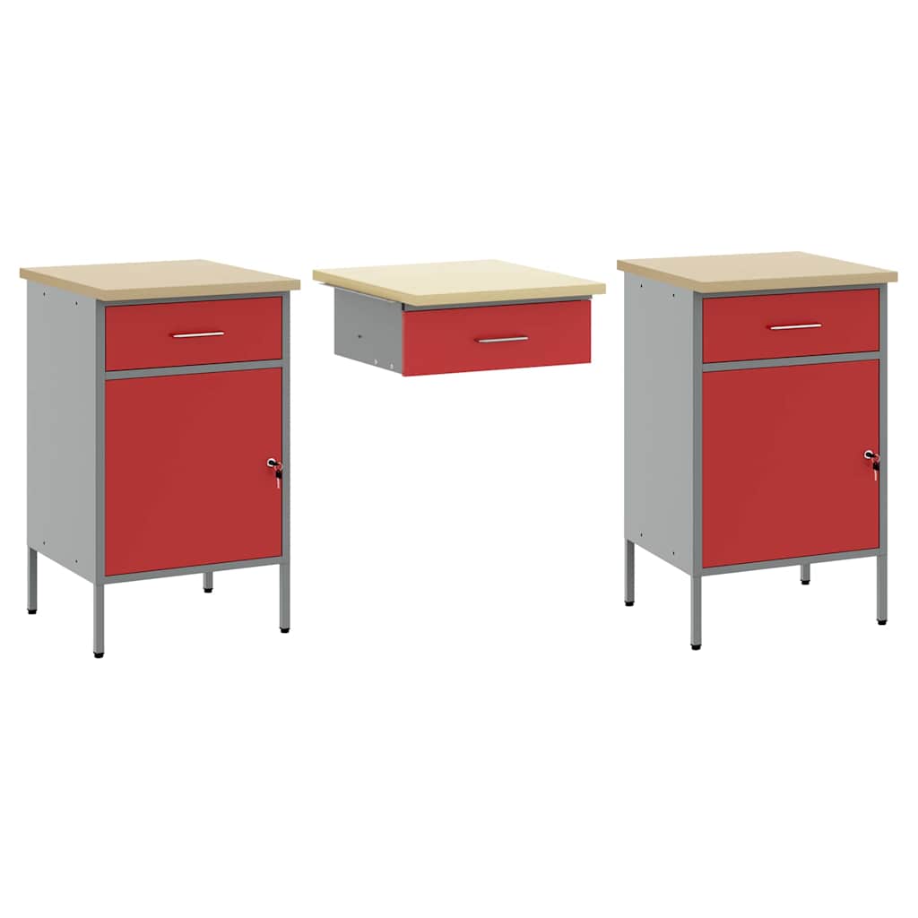 Work Cabinet Set with Drawer with Storage Manual 10 pcs Red