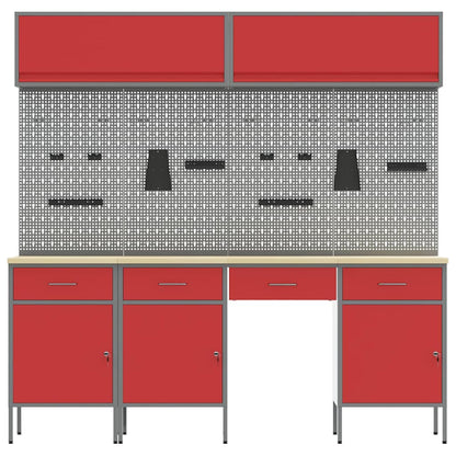 Work Cabinet Set with Drawer with Storage Manual 10 pcs Red