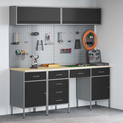 Work Cabinet Set with Drawer with Storage Manual 10 pcs Black