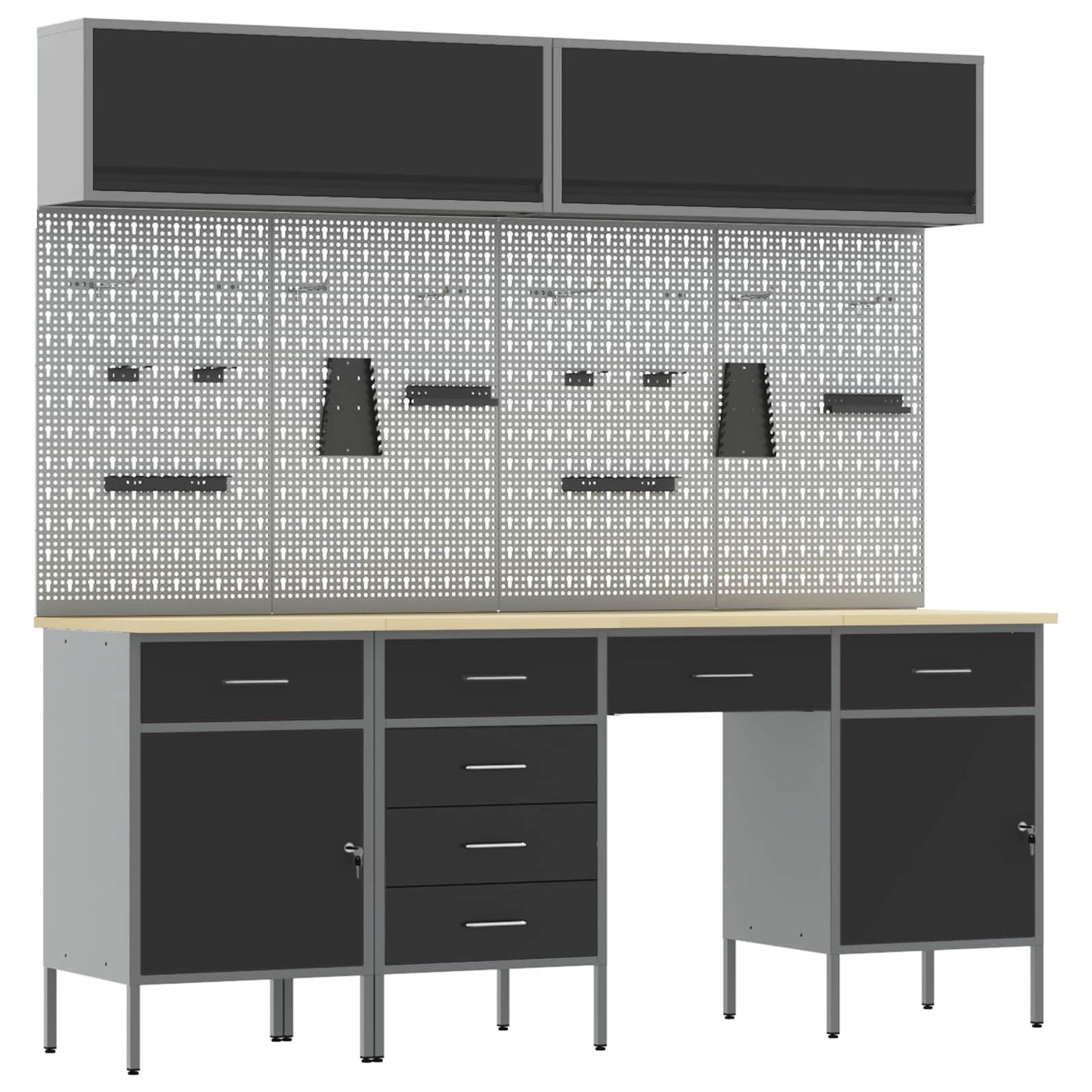 Work Cabinet Set with Drawer with Storage Manual 10 pcs Black