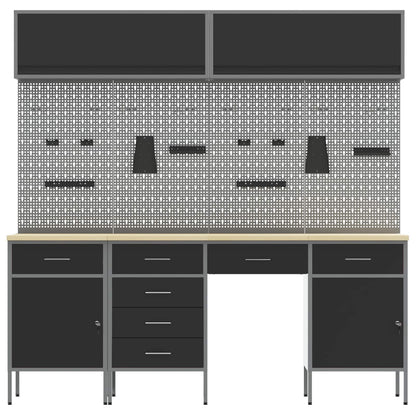 Work Cabinet Set with Drawer with Storage Manual 10 pcs Black