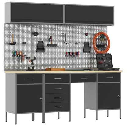 Work Cabinet Set with Drawer with Storage Manual 10 pcs Black