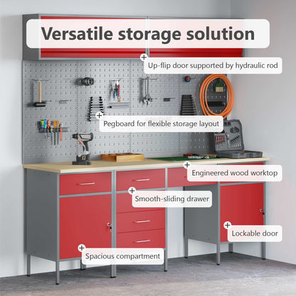 Work Cabinet Set with Drawer with Storage Manual 10 pcs Red