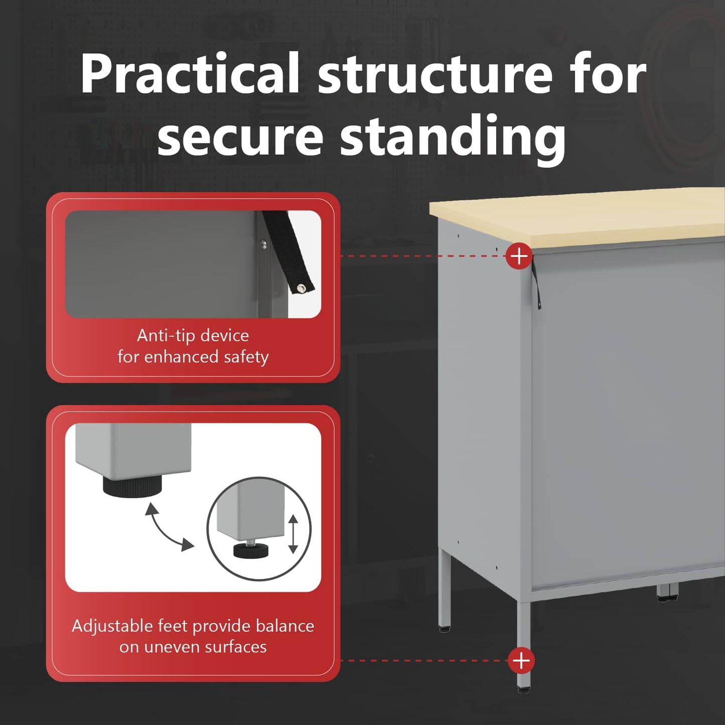 Work Cabinet Set with Drawer with Storage Manual 10 pcs Red