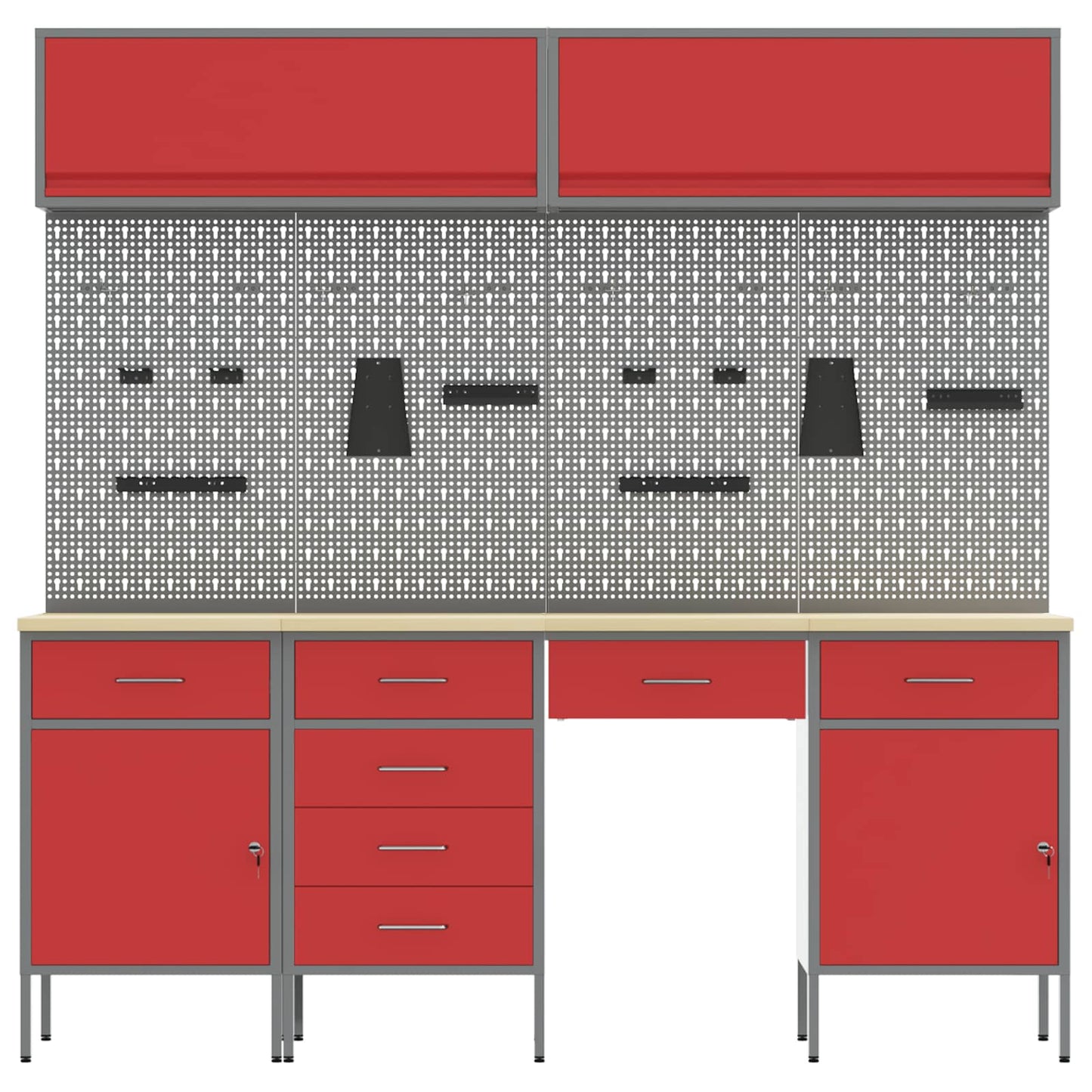 Work Cabinet Set with Drawer with Storage Manual 10 pcs Red