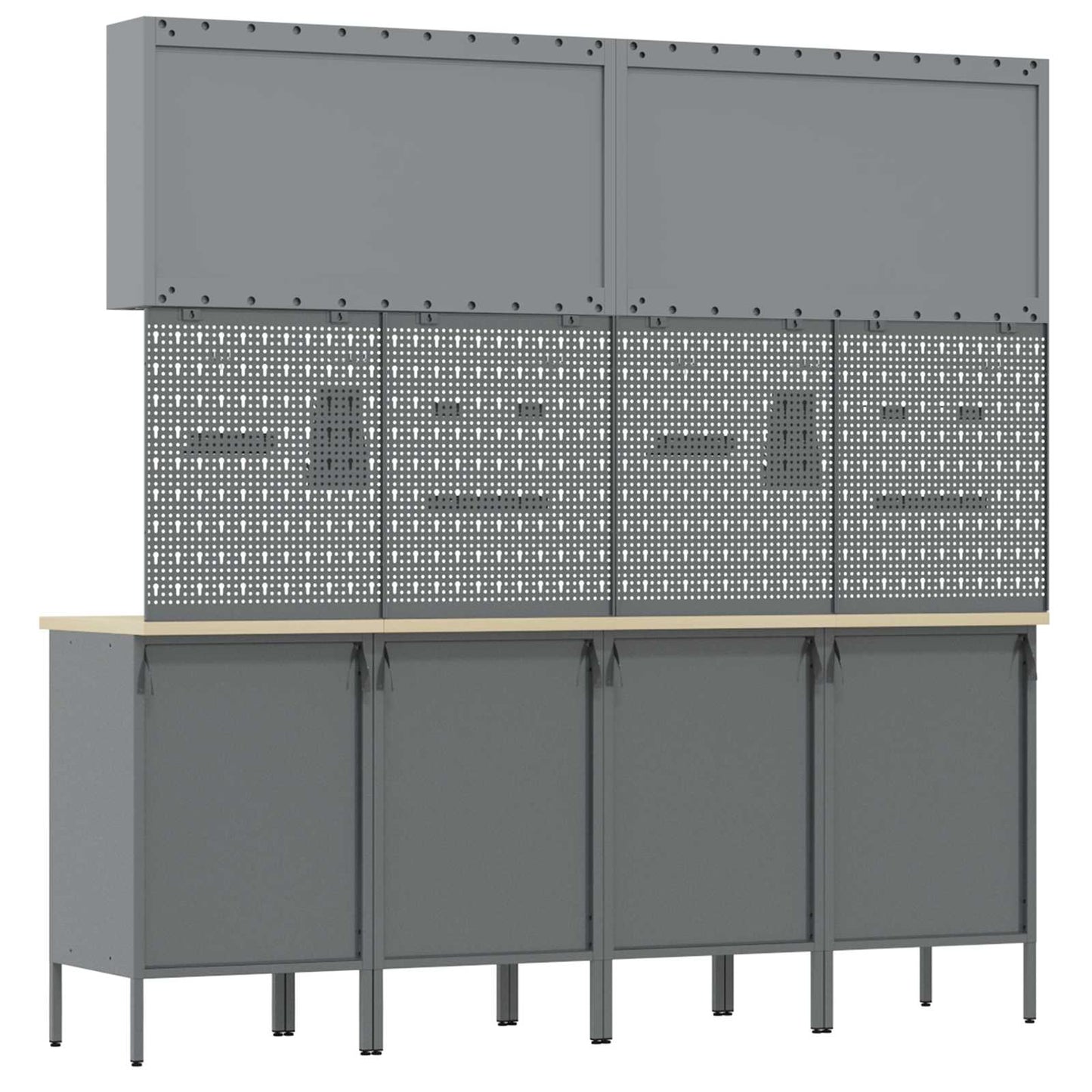 Work Cabinet with Drawer 10 pcs Black Engineered Wood and Steel