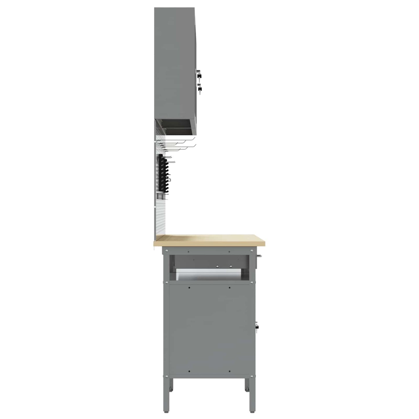 Work Cabinet with Drawer 10 pcs Black Engineered Wood and Steel