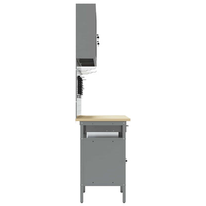 Work Cabinet with Drawer 10 pcs Black Engineered Wood and Steel