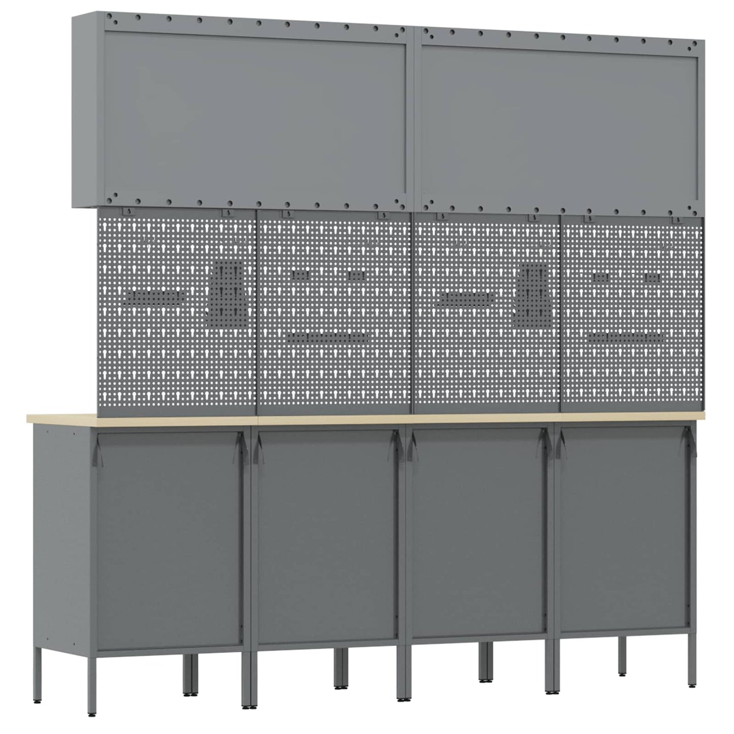 Work Cabinet with Drawer 10 pcs Red Engineered Wood and Steel